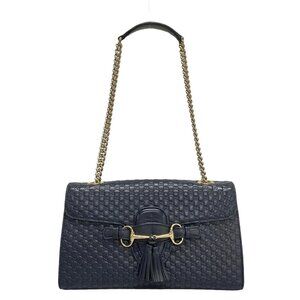 Auth GUCCI Micro Guccissima/Emily 449635 Blue Leather Shoulder Bag